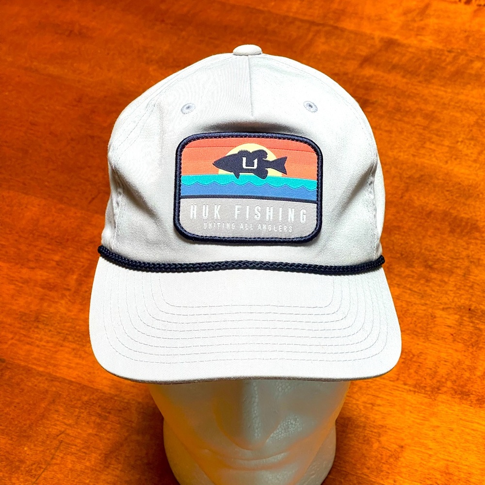 HUK Men’s Light Gray Fishing Hat Adjustable Strap